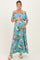 Light Blue Off Shoulder Floral Ruffle Maternity Maxi Dress