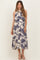 Navy Floral Flounce Halter Maternity Midi Dress