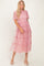Pink Smocked Top Mesh Midi Dress