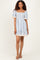 Light Blue Striped Smocked Lace Trim Dress
