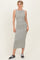 Olive Striped Boat Neck Sleeveless Midi Dress