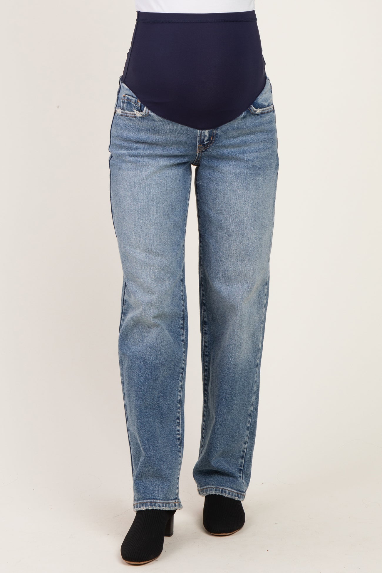 Medium Wash Baggy Dad Maternity Jean