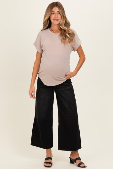 Washed Black Maternity Crop Wide Leg Jeans