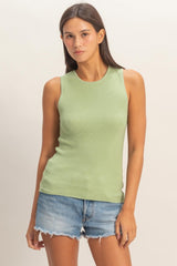 Sage Ribbed Knit Tank Top