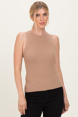 Dark Taupe Ribbed Knit Tank Top