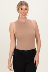 Dark Taupe Ribbed Knit Tank Top