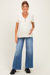 Medium Wash Wide Leg Maternity Jeans