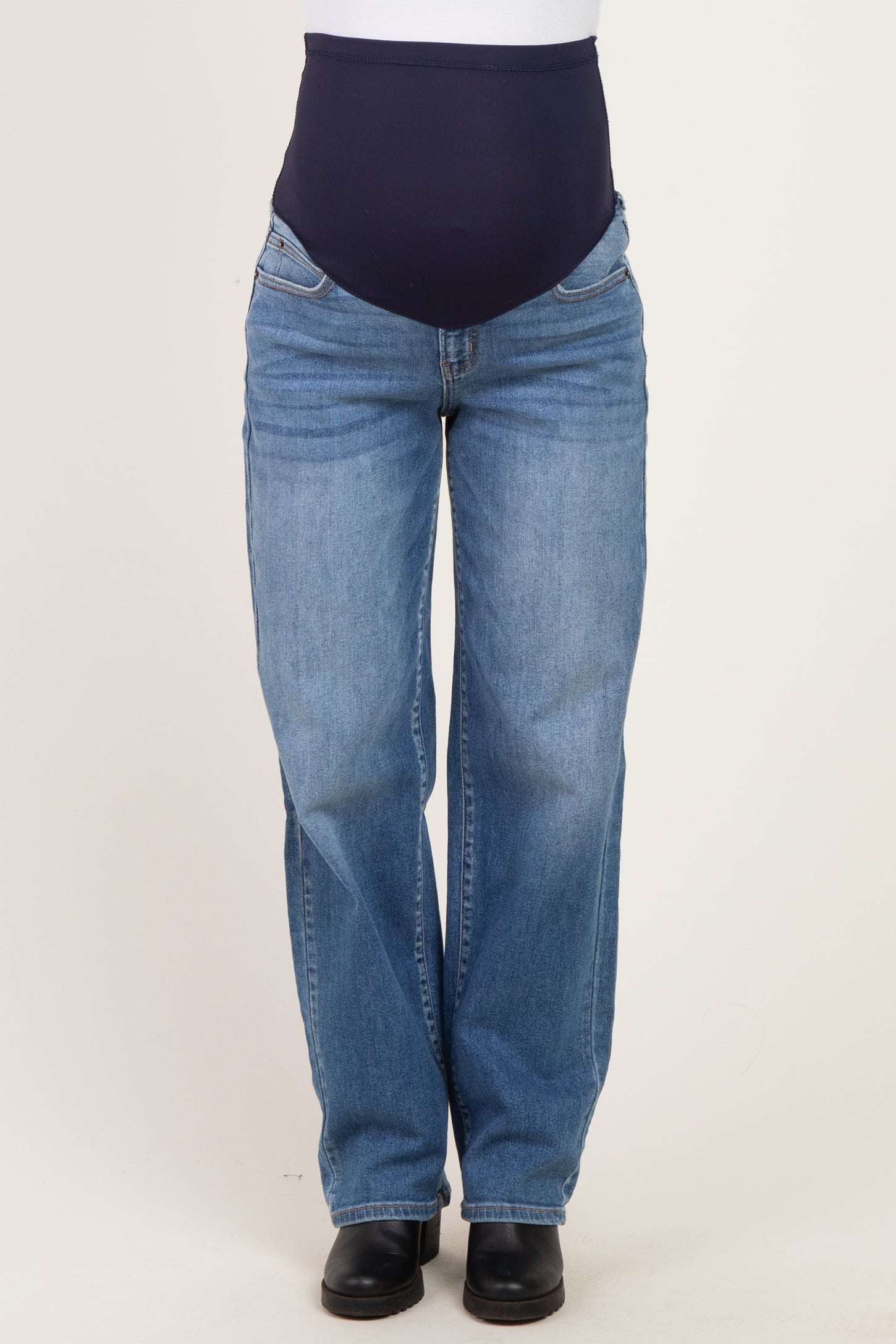 Medium Wash Maternity Baggy Dad Jean