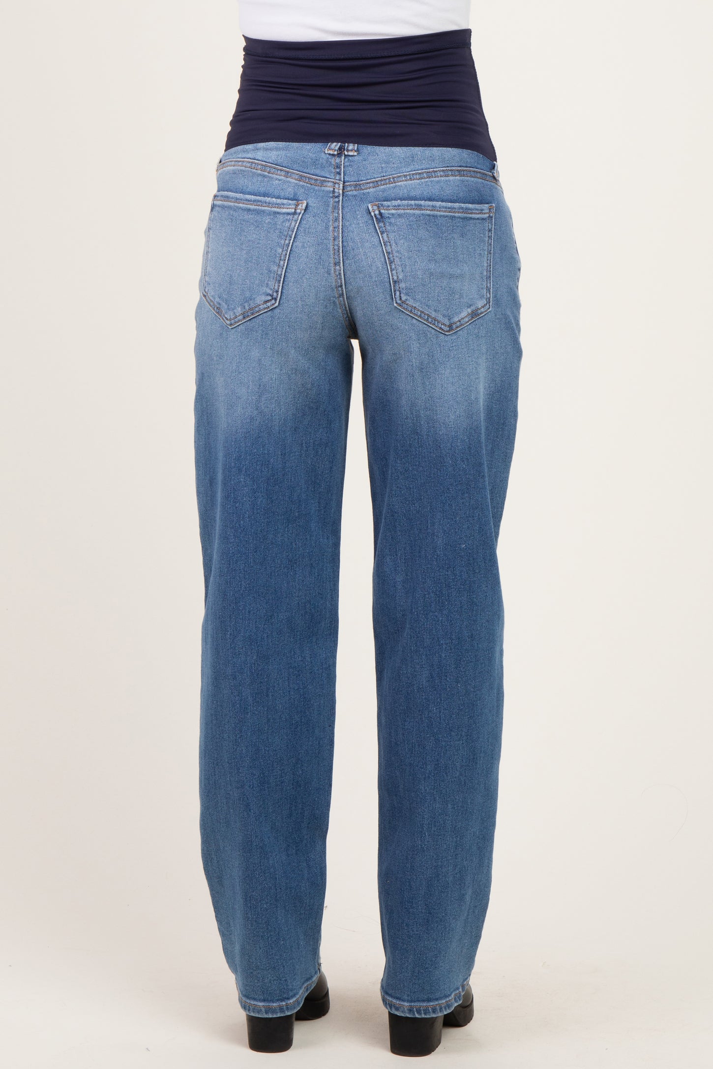 Medium Wash Maternity Baggy Dad Jean