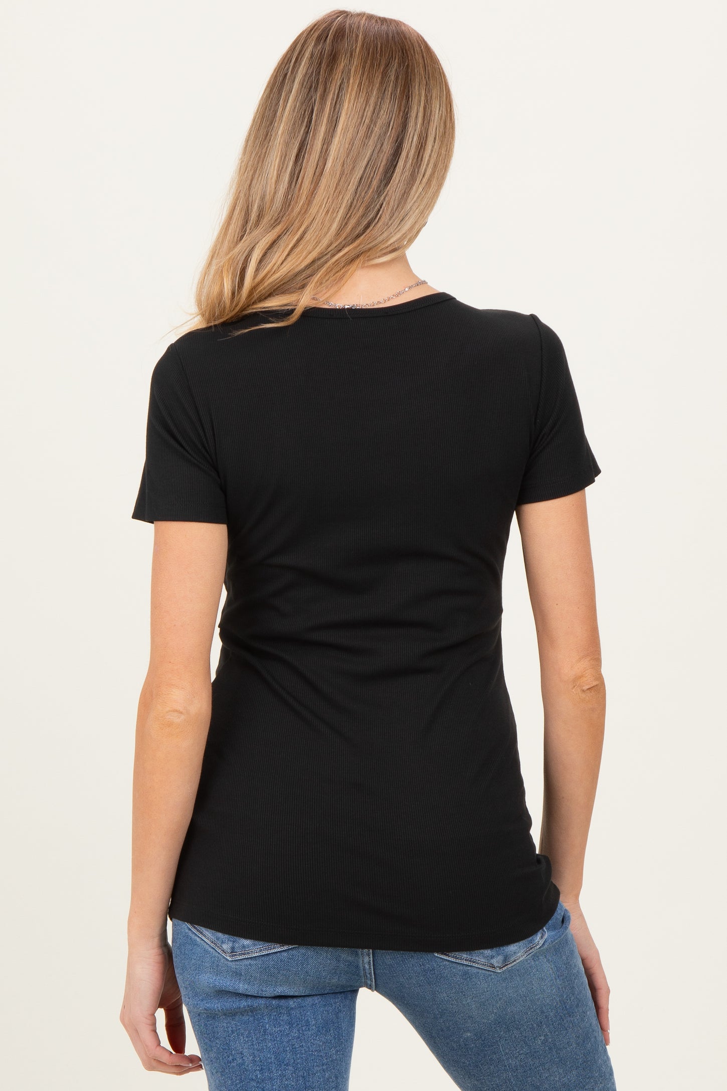 Black Short Sleeve Nursing Maternity T-Shirt Top