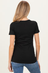 Black Short Sleeve Nursing Maternity T-Shirt Top