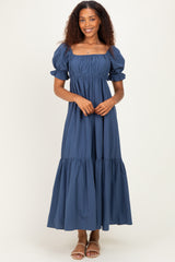 Midnight Open Back Ribbon Tie Maxi Dress