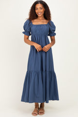 Midnight Open Back Ribbon Tie Maxi Dress
