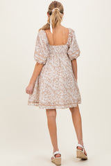 Taupe Contrast Binded Floral Maternity Mini Dress