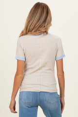 Oatmeal Colorblock Trim Maternity Short Sleeve Tee