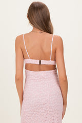 Light Pink Floral Lace Cutout Maternity Maxi Dress