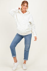 Blue Floral French Terry Maternity Hoodie
