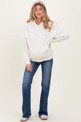 Pink Floral French Terry Maternity Hoodie