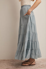 Sage Tiered Maxi Skirt