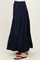 Navy Tiered Maxi Skirt