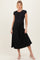 Black Jacquard Waist Tie Maternity Midi Dress