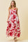 Red Floral Tiered Cutout Tie Back Maxi Dress