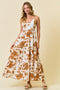 Mocha Floral Tiered Cutout Tie Back Maxi Dress