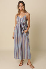 Multicolor Striped Sleeveless Maxi Dress