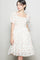 Off White Floral Sweetheart Neck Smocked Midi Dress