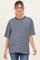 Navy Striped Short Sleeve Crew Neck Oversized Cotton Maternity Top