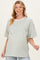 Sage Striped Short Sleeve Crew Neck Oversized Cotton Maternity Top