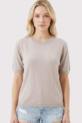 Grey Crew Neck Solid Sweater