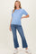 Blue Crew Neck Solid Maternity Sweater