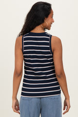 Navy Multi Striped Maternity Tank Top