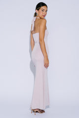 Blush Metal Trim Halter Maxi Dress