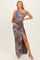 Taupe Asymmetrical Off-Shoulder Maternity Maxi Dress
