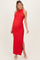 Red Halter Neck Open Back Maternity Maxi Dress