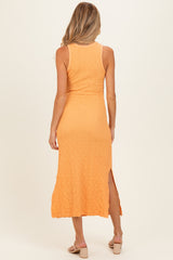 Light Orange Textured Sleeveless Maternity Maxi Dress