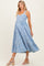Light Blue Vintage Floral Smocked Maternity Midi Dress