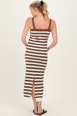 Coco Stripe Striped Square Neck Sleeveless Knit Maternity Midi Dress