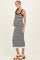 Black Striped Square Neck Sleeveless Knit Maternity Midi Dress