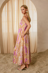 Apricot Lavender Riviera Bloom Extra Flared Maxi Dress