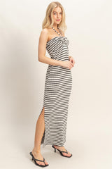 Black Halter Neck Twist Bust Midi Dress