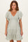 Sage V Neck Smocked Bodice Ditsy Print Dress