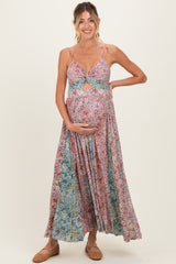 Multi V Neck Twist Front Cut Out Maternity Maxi Dress