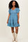 Blue V Neck Smocked Bust Short Sleeve Short Dress
