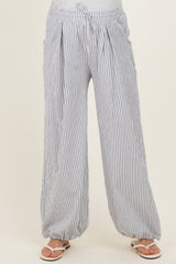 Black Striped Balloon Maternity Pants