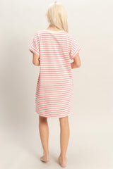 Pink Striped T-Shirt Mini Dress