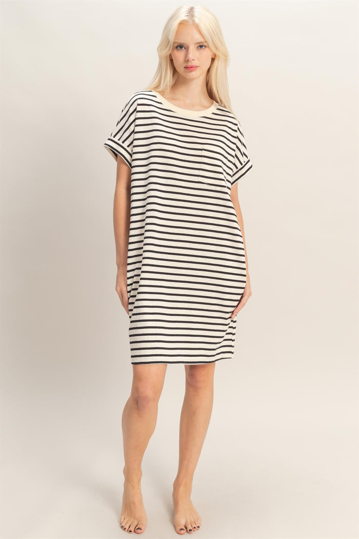 Black Striped T-Shirt Mini Dress