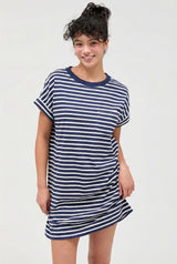 Navy Striped Maternity T-Shirt Mini Dress